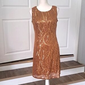 Grace Karin Dark Gold (Almost Copper) Sequin Midi Dress